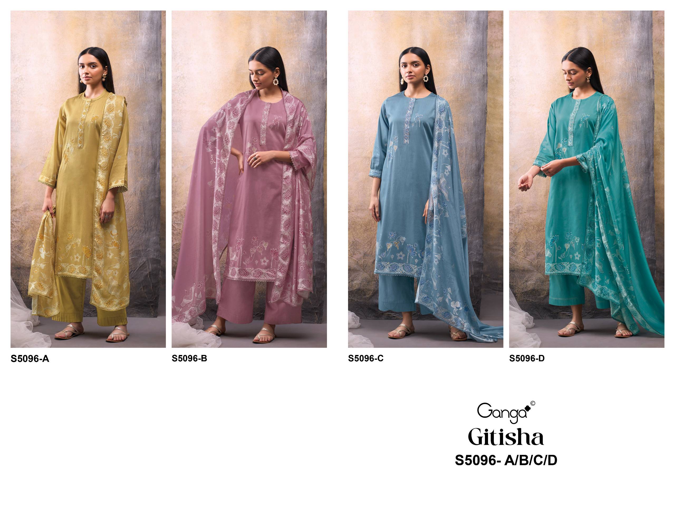 GITISHA 5096 SERIES BY GANGA FASHION Beautiful Colourful COTTON SATIN Dresses At Wholesale Price